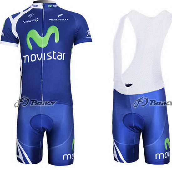 2011 Maillot Movistar Tirantes Mangas Cortas Azul